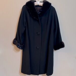 1940s–50s Vintage Oppenheim Collins Wool Coat w/ Mink Trim – Old Hollywood Glamo